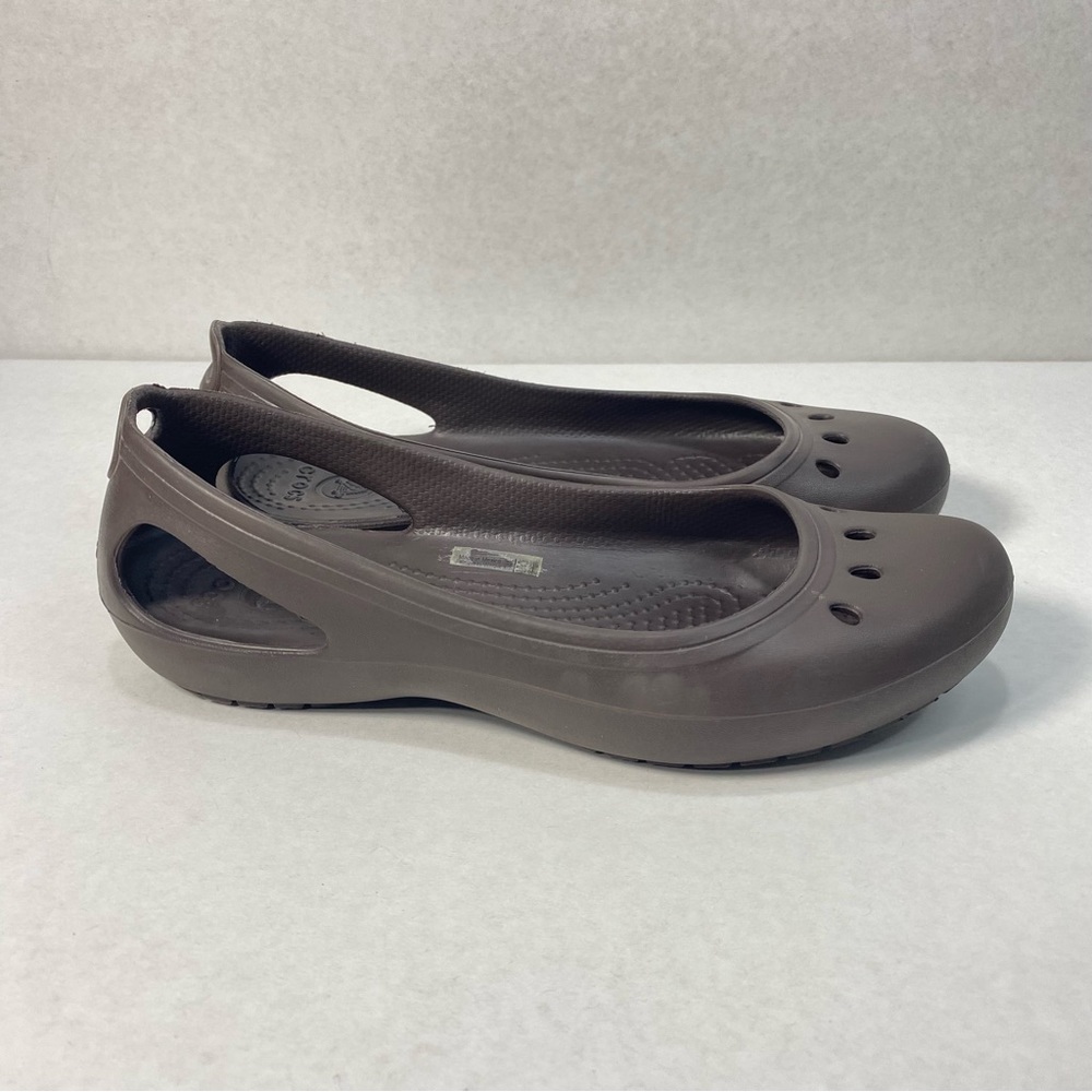 Crocs Kadee Slip On Ballet Flats Brown Waterproof Comfort Shoes; Women’s Size 6